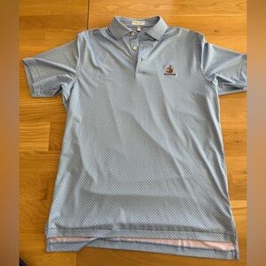Peter Millar Men's Light Blue Patterned Polo Shirt